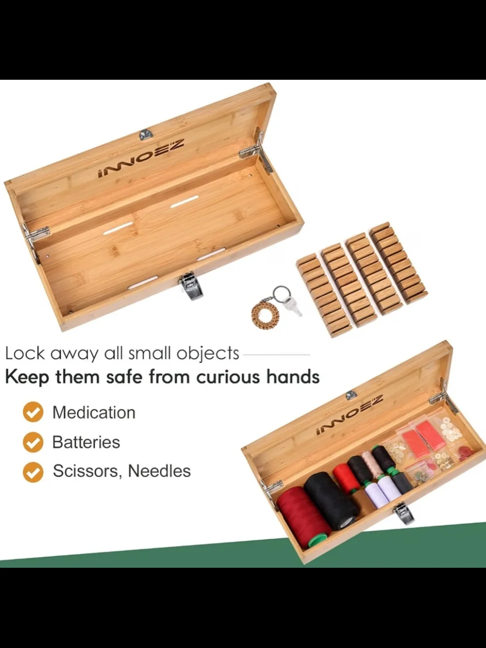 Bamboo Knife Storage Box in Natural Wood